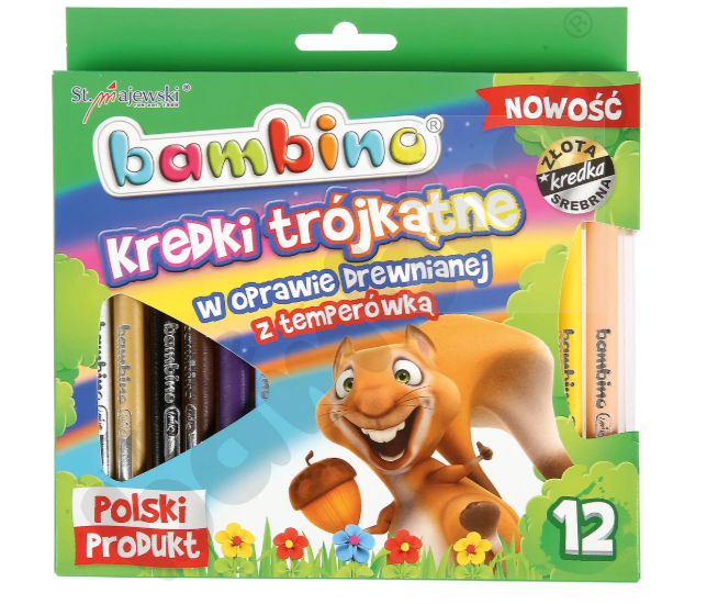 Puidust kolmnurksed värvipliiatsid - 12 tk