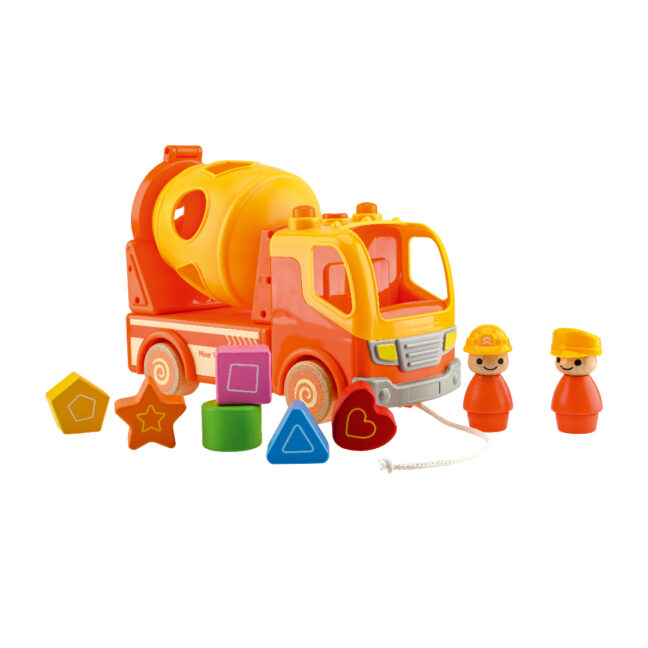 Puidust betooniauto-sorteerija heli ja tuledega