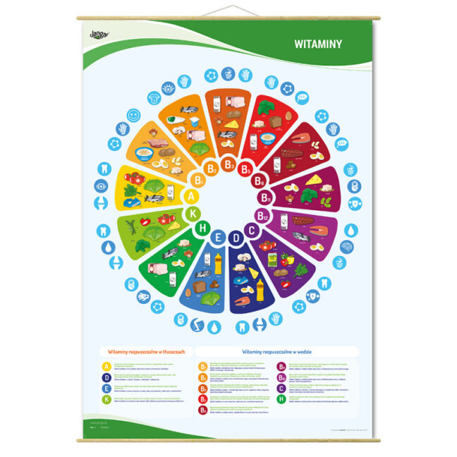 Vitamiiniplakat, 90x130 cm, lamineeritud, puidust varrastega