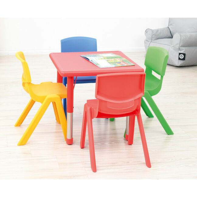 Dumi kandiline punane laud 4 Dumi tooliga, värvide segu, suurus 3